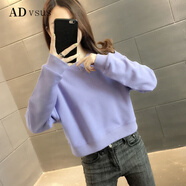香港潮牌ADVSUS官方早秋洋氣短款衛衣女裝年新款小個(gè)子外套春秋薄款高腰小款上衣 藍紫色 M 100-110