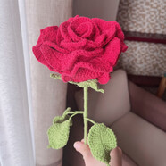 手工編織diy泰國(guó)玫瑰花束手捧花自制材料包毛線成品花送女友禮物 紅色泰國(guó)大玫瑰單只材料