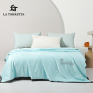 La Torretta空调被夏凉被可水洗 抗菌刺绣亲肤仿真丝冰丝薄被芯 绿200*230cm