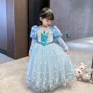 圣閑女童連衣裙可愛(ài)甜心公主裙冰雪奇緣愛(ài)莎公主裙含可拆拖地披紗 愛(ài)莎QUEEN 單裙 130