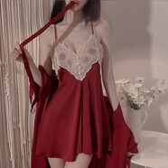 瑰若高檔性感睡衣服情趣內(nèi)衣夫妻刺激房事純欲攻速戰(zhàn)袍情侶約會(huì)戰(zhàn)衣女 紅吊帶睡裙外袍+肉絲】2025新款蕾絲七夕調(diào)情大碼 L碼(建議120斤以內(nèi))
