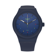 斯沃琪（Swatch）SISTEM51系列自動機(jī)械透底藍(lán)盤橡膠表帶防水夜光簡約休閑男女表 SO30N400