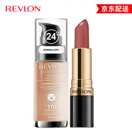 露華濃（Revlon）持久無(wú)瑕水潤(rùn)保濕遮瑕粉底液+麗采經(jīng)典口紅 天生一對(duì)兩件套裝組合 粉底液110#中干性+口紅225#