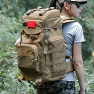 盾郎 登山包男戰(zhàn)術(shù)背包背囊迷彩大容量行軍雙肩騎行徒步背包絕地求生三級包戶外背包 中號背囊 泥色 60L容量