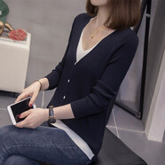 品匯菲（PINHUIFEI）大碼女裝打底衫胖妹妹春秋季針織衫開(kāi)衫顯瘦加肥微胖mm時(shí)尚上衣潮 黑色6359 L 建儀95-110斤