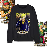 海賊王圓領(lǐng)衛衣男士寬松百搭青少年路飛帥氣潮流卡通套頭長(cháng)袖t恤 1黑（需要加絨請備注） 100 童裝