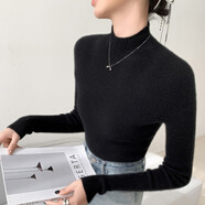 瑪古芭（MAGUBA）輕奢品牌羊絨衫女2023秋冬新款緊身半高領(lǐng)修身毛 黑色[山羊絨] S 推薦80-90斤