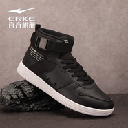 鴻星爾克（ERKE）運動(dòng)跑步鞋紅星旗艦運動(dòng)休閑慢輕便輕便舒適防滑高幫滑板男鞋 正黑 42
