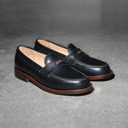 玩累了的孩子！前行吧！Country Loafers 固特異復(fù)古手工樂福皮鞋子男夏季 泰慶油蠟皮—黑色（A0#） 44