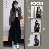 純邇春裝女2025法式高級(jí)感木耳邊小香風(fēng)連衣裙子小個(gè)子搭配一整套女裝 8695套裝 S