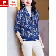 皮爾卡丹（pierre cardin）重磅真絲短外套開衫女春夏裝桑蠶絲棒球服夾克衫上衣針織 8307花色【現(xiàn)貨秒發(fā)】 3XL