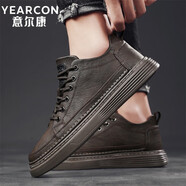 意爾康男鞋休閑皮鞋男新款男士商務(wù)休閑鞋韓版工裝板鞋男百搭透氣鞋子男 棕色 E53101136 建議拍大一碼 41 運動(dòng)鞋尺碼