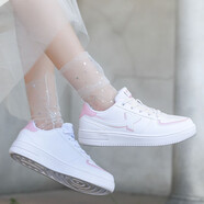 特步（XTEP）板鞋女鞋夏季皮面防水低幫女學(xué)生休閑鞋拼接撞時(shí)尚簡約鞋子女 粉紅白 37
