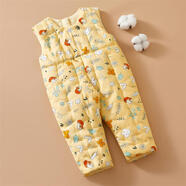 棉谷朵嬰兒純棉花手工背帶褲兒童加厚保暖棉褲男女寶寶冬季居家外出棉服 黃色蘑菇 73碼（適合3-6個(gè)月）