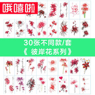 哦嘻啦一套近1000圖50張不同款男女款英文翅膀梵文圖騰防水紋身貼紙套裝 30張彼岸花系