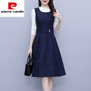 皮爾卡丹（pierre cardin）毛衣毛呢背心連衣裙子女士春秋冬2025年新款氣質(zhì)打底中長裙兩2025 寶藍(lán)色背帶裙《今年流行別致漂亮 3XL (130-145斤)