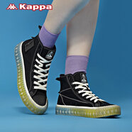 Kappa哆啦A夢(mèng)男女串標高幫板鞋魔術(shù)貼帆布鞋KPCTFVS78現貨 990黑色 38