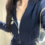 曉水奚秋天衣服女裝新款套裝小個子純欲女刺繡休閑短款外套包臂短裙辣妹 藏青色外套高質(zhì)量 M 95-105斤