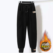 予瑾  加肥加大女裝 寬松大碼220斤褲子碼休閑運動(dòng)衛褲女秋冬季加絨 黑色【款】 加絨 3XL (160-180斤）