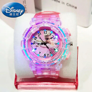 迪士尼（Disney）系列發(fā)光兒童手表艾莎公主玩具電子玩具表3-14歲卡通手表冰雪奇緣 大發(fā)光冰雪粉色B款【跳舞】 【精美禮盒包裝】