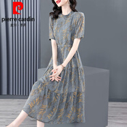 皮爾卡丹（pierre cardin）碎花雪紡連衣裙子女裝夏季2025年新款顯瘦氣質(zhì)洋氣減齡漂亮中長裙 花色 M (90-100斤)