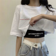 吟嚀夕爵士舞服裝女露腰街舞辣妹上衣ins風(fēng)練舞衣服舞蹈jazz跳舞hiphop 白T+黑背心【兩件裝】 M 86-105斤