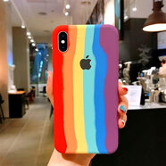 廷家和iPhone11彩虹液態(tài)硅膠手機殼8plus蘋(píng)果X半包11Pro保護套7P全包情侶XSMAX個(gè)性創(chuàng  )意潮男女xs超薄xr殼 蘋(píng)果X/XS 彩虹殼(包邊)