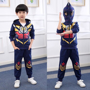夏爾維納（chanvenuel）童裝男童春秋裝套裝鋼鐵俠兒童男孩衣服兩件套 鎧甲蜘蛛-藏青秋款 110建議高100cm左右