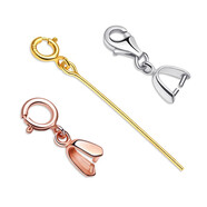 XD925銀手鏈項鏈彈簧扣子翡翠玉石斜孔歪孔左右橫孔掛件吊墜扣頭 P283水滴扣+夾扣玫瑰金色【一個(gè)