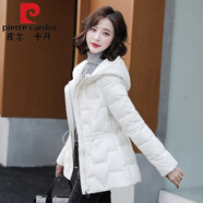 皮爾卡丹高檔品牌女裝輕薄羽絨服女短款2022年冬季時(shí)尚韓版收腰保暖白鴨絨輕便修身外套顯瘦針織 白色 M 建議105-120斤