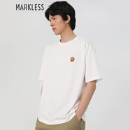 MARKLESS 短袖T恤男夏季寬松圓領半袖男士純棉印花情侶款 TXB2603M 白色 M