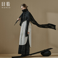 日著設(shè)計師品牌秋季新款小眾黑色披肩羊毛不規(guī)則套頭圍巾毛衫 尋黑 1