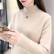 寵琳加厚毛衣女秋冬新款韓版寬松高領(lǐng)套頭百搭針織打底衫休閑上衣女 杏色 3XL JIANY 136-145斤