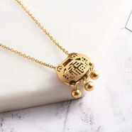 【洗澡可戴】復古中國風(fēng)福字長(cháng)命鎖吊墜項鏈女平安轉運金色鎖骨鏈 福字長(cháng)命鎖項鏈