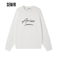 森馬森馬毛衣男簡(jiǎn)約韓版落肩春字母刺繡時(shí)尚個(gè)性針織衫上衣潮 本白1100 160/80A/XS