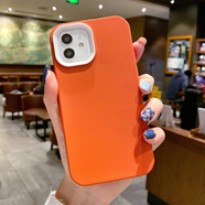 簡(jiǎn)約純色糖果色XS三合一撞色邊框11硬殼蘋(píng)果13/12手機殼iPhone14promax膚感磨砂笑源 橙色-三合一膚感硬殼 iPhone 6s