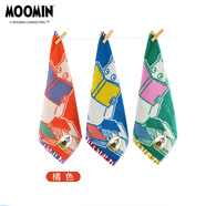 姆明（MOOMIN）花朵方巾 1條裝小毛巾雙面毛圈洗臉巾 家用柔軟純棉吸水精梳棉A類 1條讀書方巾橘色-47-D1761065 50g