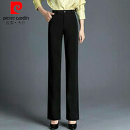 皮爾卡丹（pierre cardin）西裝褲女彈力夏季新款女冬季加絨顯瘦休閑長(cháng)褲職業(yè)西褲高腰直筒褲 黑色直筒長(cháng)褲 夏季薄款 XL :建議105-115斤