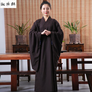 淑樂斯海青居士服 男女同款四季麻紗 純色不透明 柔軟透氣禪修打坐衣服 咖啡色 39碼身高165