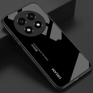 好機友  oppoA2Pro玻璃手機殼OPPO A2Pro保護套Por防摔a2p全包軟超薄情侶網(wǎng)紅 帶字母黑色+全屏膜+指環(huán)+掛繩