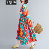 零點(diǎn)螞蟻200斤大碼女裝胖mm洋氣寬松遮肉棉麻連衣裙加肥加大碼夏裝長裙遮肚子顯瘦長款裙子 圖片色 均碼【130-220斤】