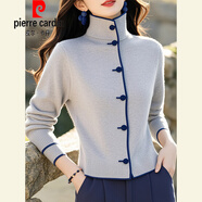 皮爾卡丹（pierre cardin）上衣2025新款針織女裝打底衫小衫高領高質量大版毛衣秋冬季歐洲站 灰色針織衫上衣 S