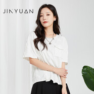 金苑短袖T恤女2022夏季新款寬松時(shí)尚氣質(zhì)印花純色圓領(lǐng)上衣F222118 米白 S
