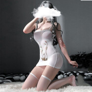 厄洛斯情趣內衣性感睡衣誘惑緊身連體網(wǎng)衣網(wǎng)襪黑絲女透明連身蕾絲透視衣包臀裙吊帶印花透明一步裙大露背 均碼+模特同款襪