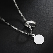 龍騎士  雙環(huán)項鏈男潮鏈子嘻哈女鈦鋼個(gè)性配飾品簡(jiǎn)約冷淡風(fēng)韓版掛件飾品 吊墜+60CM鏈