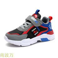 361童鞋2025新款網(wǎng)面透氣輕便透氣兒童運(yùn)動鞋輕質(zhì)回彈休閑鞋 1910皮面黑紅 34