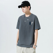 以純（YISHion）旗鑒店新款國潮T恤純棉純棉男士T恤多色夏季 深灰色 3XL 3XL