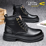 駱駝動(dòng)感（camel active）德國品牌馬丁靴男款2025新款高幫靴子皮鞋真皮美式復古工裝靴男鞋 黑色【優(yōu)質(zhì)軟牛皮】增高952 39  運動(dòng)鞋碼拍