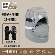 目丸冬季騎行帽戶(hù)外護耳防風(fēng)面罩保暖神器帽子男士防寒加絨加厚雷鋒帽 淺灰-AWESOME雷鋒帽+雪花手套 (單帽子沒(méi)有護目鏡)