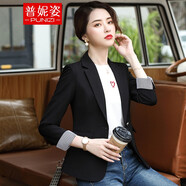 普妮姿小西裝女外套春秋新款韓版高級感氣質(zhì)收腰網(wǎng)紅小個(gè)子休閑西服上衣 807#黑色一?？?M 【建議88-97斤】